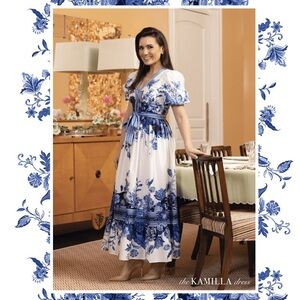 Antonio Melani x Kimberly Whitman Rare Blue Floral Print Maxi Dress